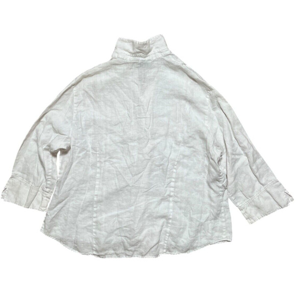 Edward Woman Size XL Irish Linen Top Blouse White Button Up Lightweight - Picture 2 of 6